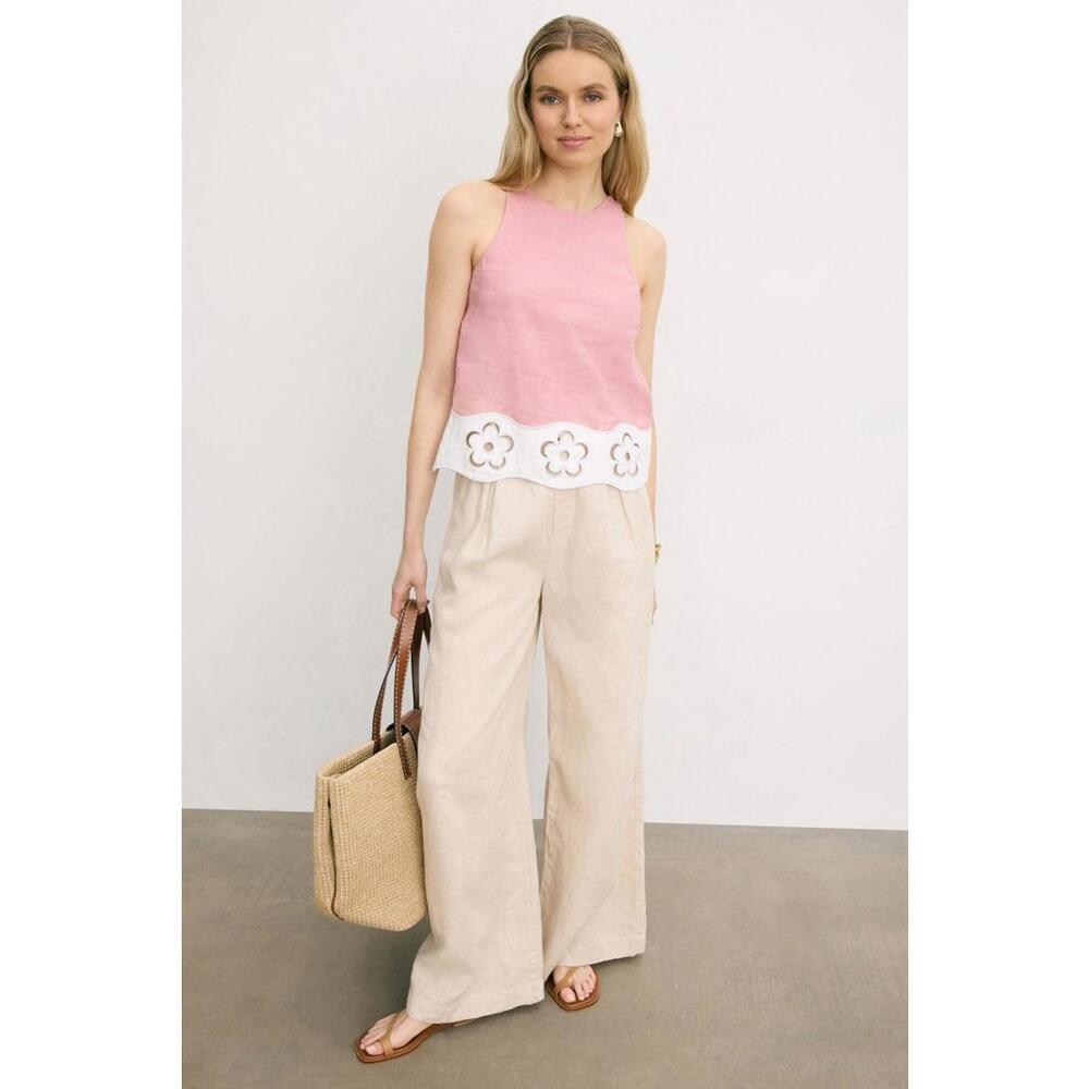 Staud Mika Linen Top Size L with Fabric Pull